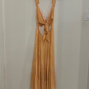 Vici Orange Gingham Maxi Dress